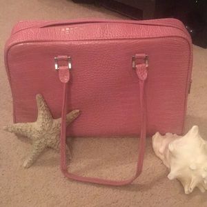 Pink leather computer bag